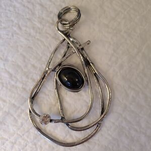 Abstract Pendant with Black Stone